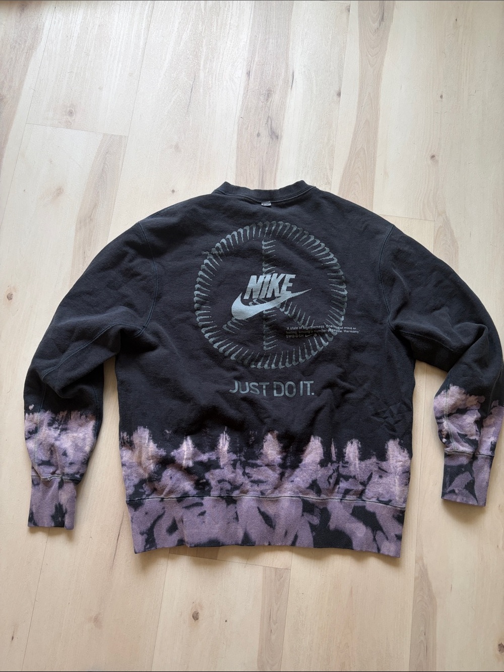 nike unity ombre acid french terry crewneck sweatshirt mens large